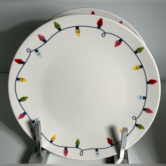 4 Elum Home CHRISTMAS LIGHTS 7.5 inch Appetizer, Dessert Plates New - Picture 3 of 8